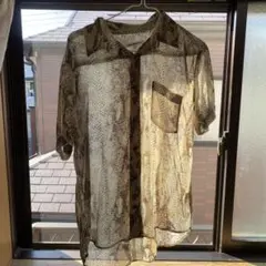 ☆FENDI ☆美品☆ズッカ柄 シアー 半袖シャツ☆シースルー☆ブラウン 