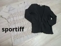 スポーティフ　7部袖ニットカーディガン黒★半袖カットソー
