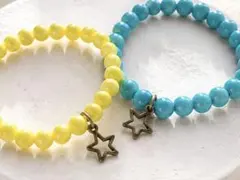 ビーズブレスレット　星モチーフ　2本セット イエロー ブルー