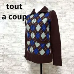 [tout a coup]Mアーガイル柄ジッパー付きセーター