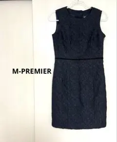 M-PREMIER エムプルミエ　総柄　花柄　レース　ワンピース　ネイビー