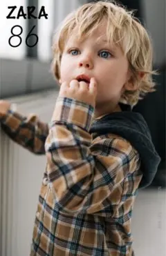ZARAベビー 新品 フード付チェックシャツ 86