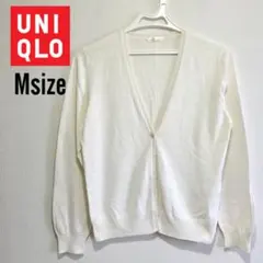 ユニクロUNIQLOカーディガン/長袖/Vネック/オフホワイト/M