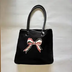 MILK リボンプリント トートバッグ ブラック