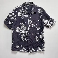 ギャップ 花柄 半袖シャツ レギュラーカラー 半袖 M 紺白 綿 リゾート海のサムネイル
