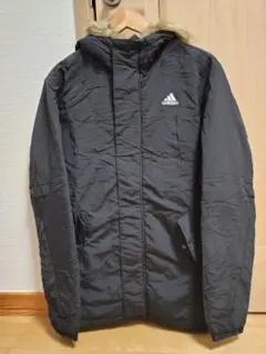 adidas フード付き　黒　無地　ジャンパー Mサイズ アウター　コート