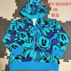 ディズニーリゾート パーカー ミッキー ドナルド 90 裏起毛 総柄 新品