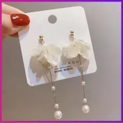 ピアス パール シェル 貝殻 花びら フリンジパール 結婚式 お呼ばれ