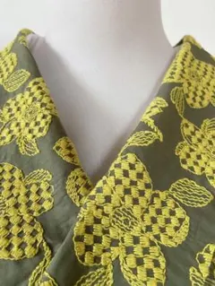 半襟　4200刺繍半襟　モチーフ柄　オリーブグリーン 着物　浴衣