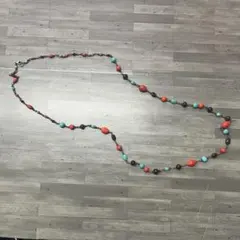 カラフルビーズネックレス 約50cm ストーンアクセサリー ヒッピー アメカジのサムネイル