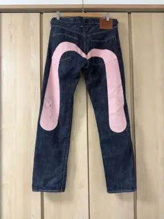 EVISU ストレートデニム ピンクペイント - メルカリ
