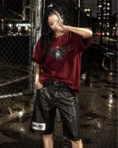 ⭐️JOHNBULLジョンブル⭐️本革 ペイントレザー ハーフパンツ⭐️サイズS‼️のサムネイル