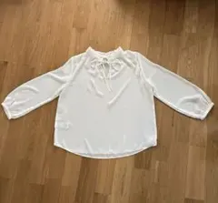 ロペピクニック　前後2wayフリルブラウス　ホワイトドット柄　シフォン