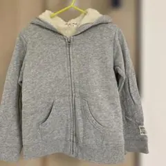 グレー 内側ボア フード付きパーカー 110cm