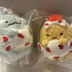 すみっコぐらし　えびふらいのしっぽ　とかげ　サクマいちごみるくぶらさげぬいぐるみ