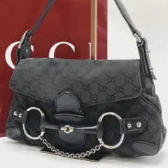 グッチ GGキャンバス レザー ホースビット ワンショルダーバッグ ホーボー