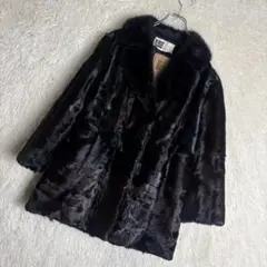 着丈80cm ブラックミンク リアルファー 毛皮 毛並み◎ なめし柔らか 総