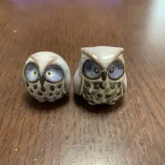 縁起物　フクロウ　置物　陶器製