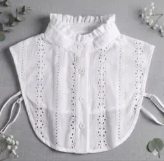 レース付け襟 フリル 白 重ね着 コーデ 上品 フォーマル