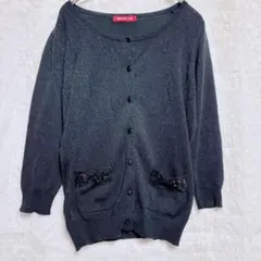 アプワイザーリッシェ　スパンコール付きダークグレー長袖カーディガン　上品