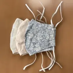 ハンドメイド　立体マスク　3点　女性用　大きめ　花柄　ストライプ