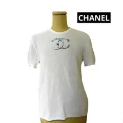 CHANEL ホワイト メッシュ Tシャツ CCロゴ