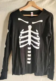 スケルトンプリント 長袖Tシャツ Mサイズ