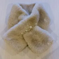 韓国風レディース ファーマフラー ティペットパール付き