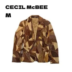CECIL McBEE パッチワークスエードジャケット ブラウン M 古着