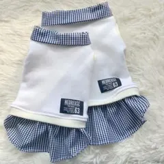 重ね着風ワンピース　ネーム入り　お出かけコーデ　お揃いコーデ【犬服ハンドメイド】