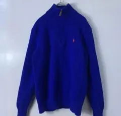 Ralph Lauren 青 ハーフジップ　ニットセーター