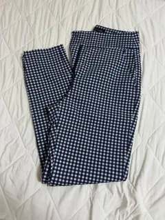 【zara】チェック柄 スラックス ネイビー　36
