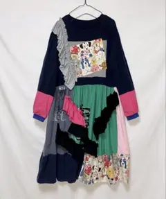 No.1192『古着リメイク、フリル付きワンピース、犬』