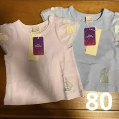 新品プティマインDisneyお花バルーン半袖Tラプンツェル、シンデレラ80サイズ