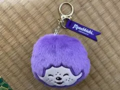 モンチッチ フェイスぬいぐるみ　キーホルダー　紫　パープル　ガチャ