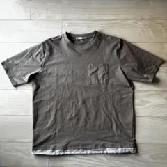 ikka リブTシャツ ポケット付き L ブラウン