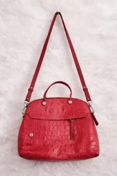 FURLA フルラ クロコ型押しレザー2wayバッグ 本革 上品エレガント