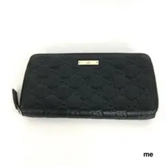 GUCCI グッチ シマ レザー ラウンドファスナー 長財布 ブラック 黒