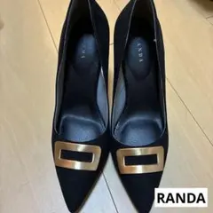 RANDA ブラック ポインテッドトゥ ハイヒール