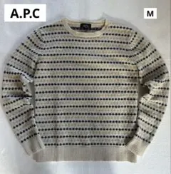 A.P.C.アーペーセー ダイヤモンド柄ウールクルーネックニット アイボリー M