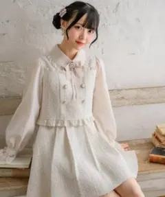 ROJITA レイヤードライクツイードワンピース　ホワイト　2024