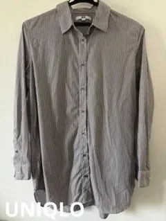 UNIQLO ユニクロ コットンストライプシャツ S ブラウン　長袖　シャツ