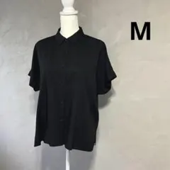 美品 ユニクロ レーヨンブラウス（半袖） ブラック M 春夏