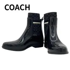 COACH コーチ レインブーツ ショート ソックス ラバー 黒のサムネイル