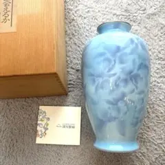 深川製磁 花瓶 28cm 有田焼 宮内庁御用達 共箱付 フカガワブルー 花器