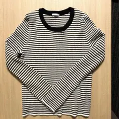 《美品》GU ボーダーリブニット Mサイズ 細ボーダー 秋冬春