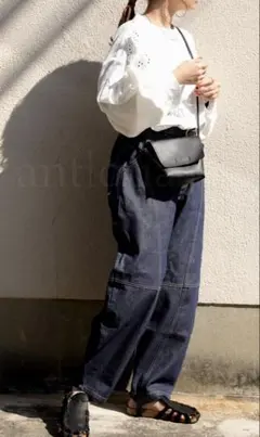 antiqua アンティカ レザー サンダル 24.5cm 25cm ブラックのサムネイル
