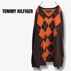 mt92925 トミーヒルフィガー アーガイル柄 コットンニット　セーター