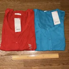 新品 ユニクロ ライト クルーネック カーディガン 半袖　五分袖 M