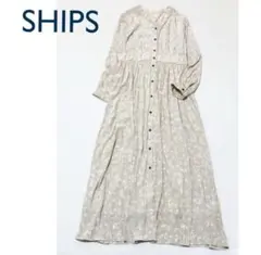 SHIPS 花柄マキシドレス ベージュ